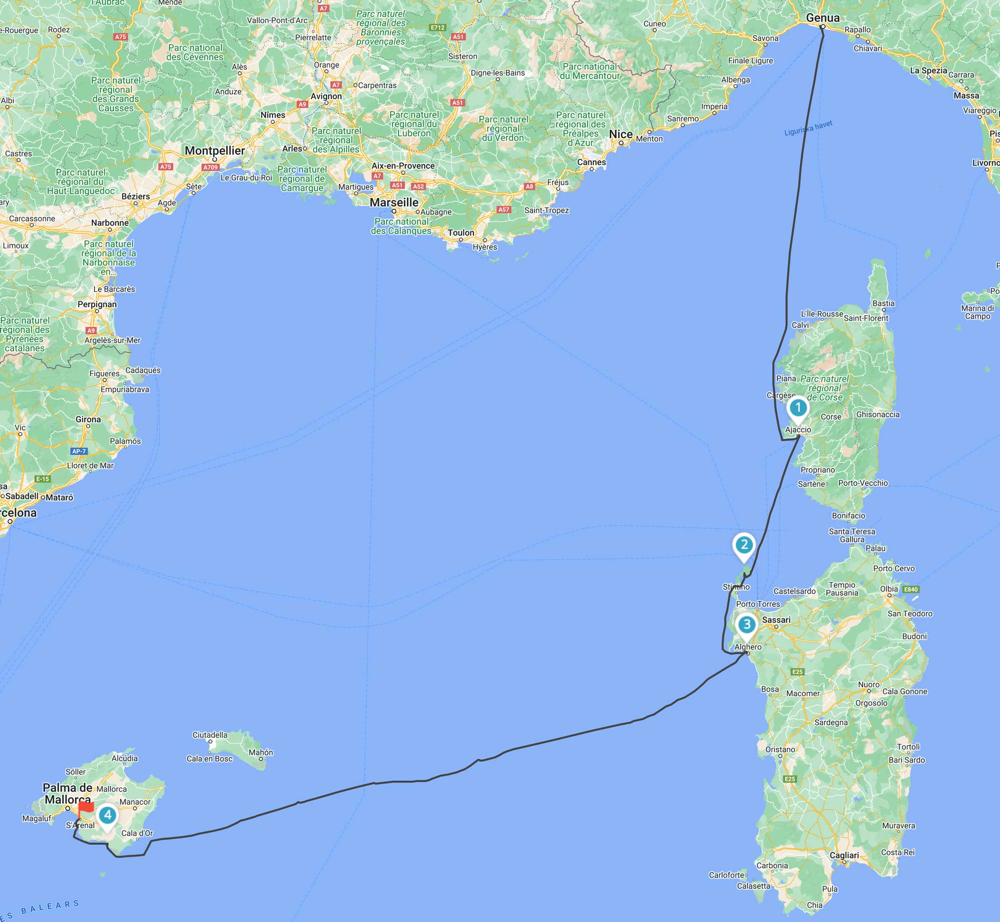 Turkos transport från Genua till Palma